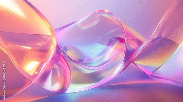 Obraz Digital abstract art smooth, fluid shapes with purple and pink hues in a close-up perspective
