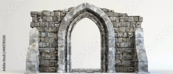 Obraz Stone medieval altar gate entrance, white background