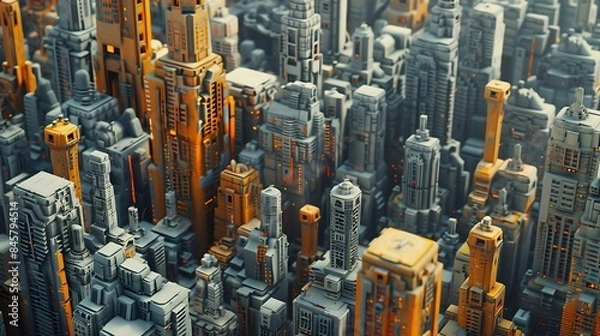 Fototapeta A labyrinthine cityscape representing the twists and turns of urban life and exploration