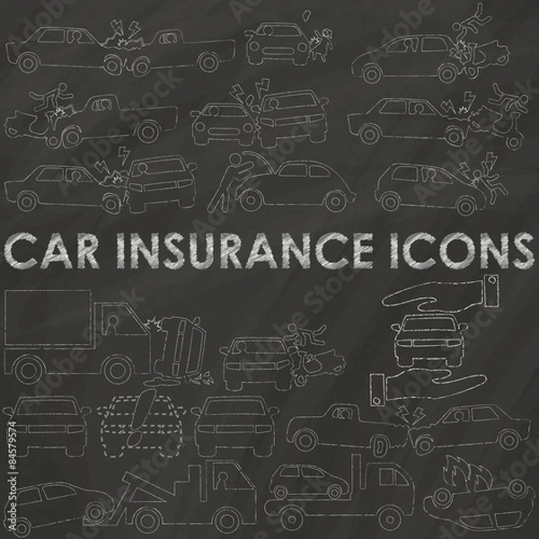 Fototapeta car insurance on chalk