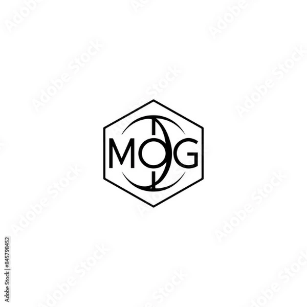 Fototapeta MOG monogram logo, icon, mail, e-mail, email, internet, symbol, button, web, sign, communication, business, at, contact, message, computer, illustration, post, vector, letter, 3d, design, address, env