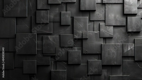 Fototapeta black background metal square pattern. black background with square shapes