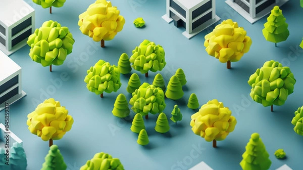Obraz trees forest isometric model