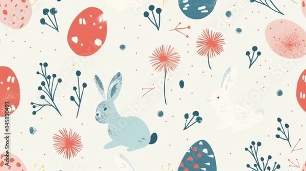 Fototapeta Seamless background of rabbit with intrinsic patterns.