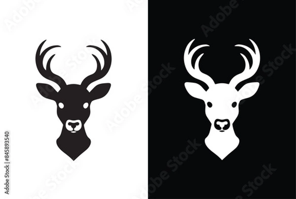 Fototapeta Dear head logo vector template with black background.