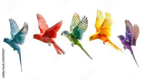Fototapeta Birds colorful on white background. png