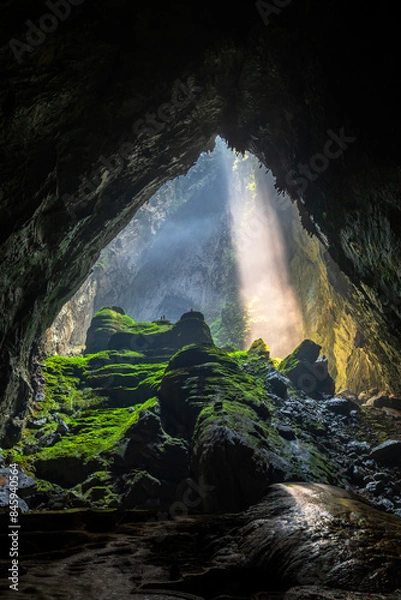 Fototapeta The collapsed ceiling of Son Doong cave called Doline or skylight, nicknamed Watch out for Dinosaurs. Son Doong cave is the largest in the world.