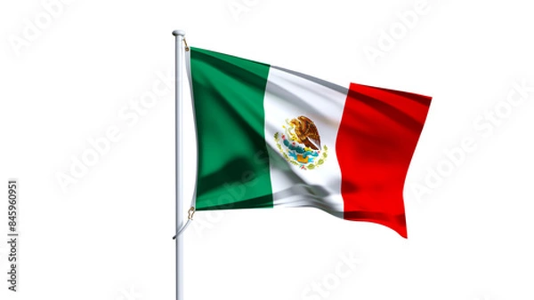 Fototapeta Waving flag of mexico isolated on transparent background.