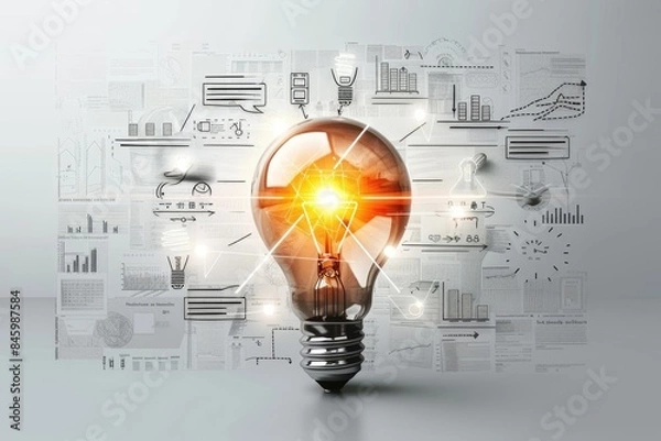 Obraz Modern design template with creative light bulb idea infographic.