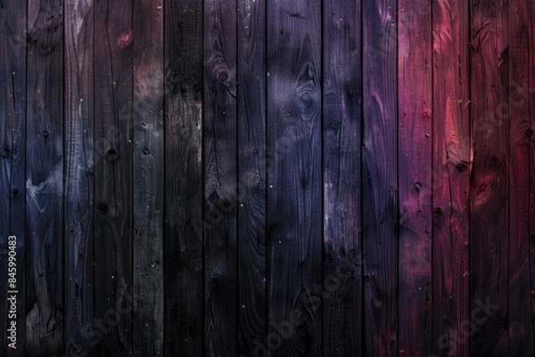 Fototapeta Beautiful wooden background with dark planks in a purple to black gradient, adding elegance to any design with its rustic and vintage feel