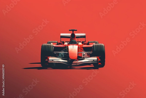 Fototapeta Coche de carreras en movimiento para llegar a la meta, potente aceleración de un coche de fórmula uno derrapando en la pista