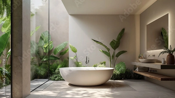 Fototapeta Relajación con Vista: Diseños de Interiores para Baños de Ensueño