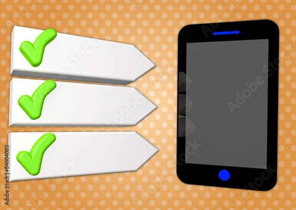 Fototapeta Pfeil Pfeile Handy Smartphone Symbol Platzhalter Balken Punkte