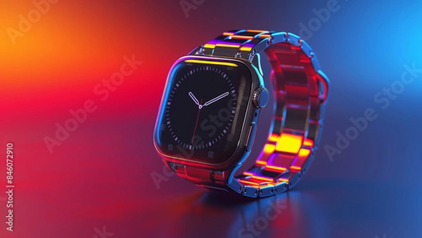 Fototapeta 3d rendered smart watch isolated on plain background, smart touch, digital dial, 