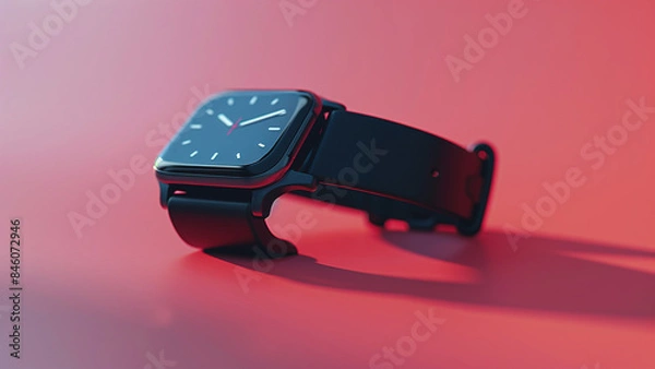 Fototapeta 3d rendered smart watch isolated on plain background, smart touch, digital dial, 