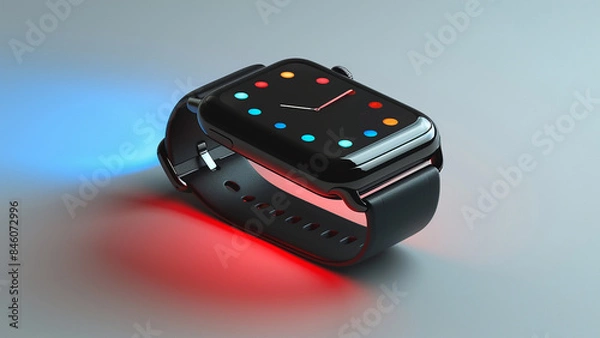 Fototapeta 3d rendered smart watch isolated on plain background, smart touch, digital dial, 