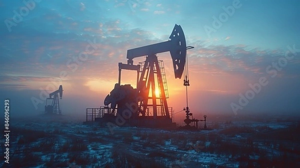 Fototapeta Advanced oil and gas extraction and processing enterprise with cutting edge technologies