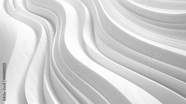 Fototapeta Minimalist white wave patterns merge effortlessly with a clean backdrop, highlighting elegant curves and smooth transitions