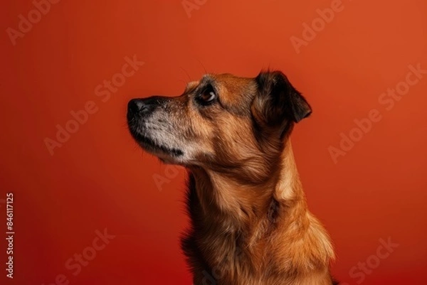 Fototapeta A focused and isolated shot of a dog against a solid-colored backdrop, perfect for design projects