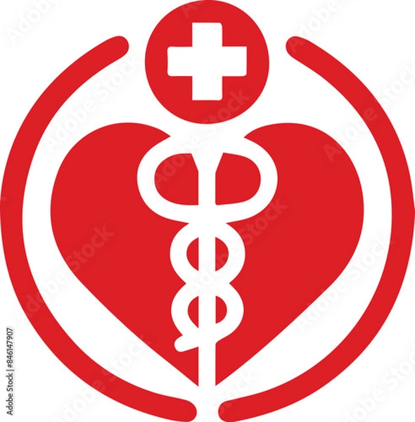 Obraz Healthcare Logo Red White Symbol, Red White Medical Symbol Design Editable vector file

