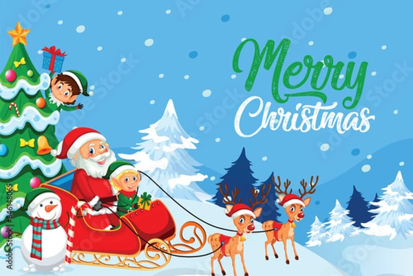 Obraz Christmas card with Santa Claus, Merry Christmas Santa Claus Banner Editable vector file
