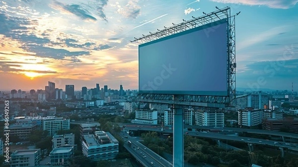 Fototapeta Large billboard discount sign with empty space for text, top view, targeting a wide audience, digital tone, Splitcomplementary color scheme