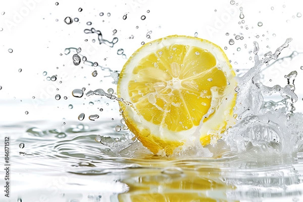 Fototapeta lemon water splash on white background