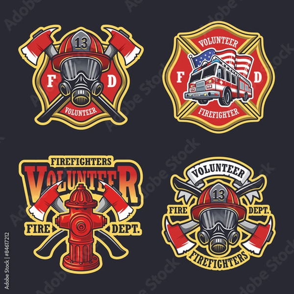 Obraz Set of firefighter emblems 