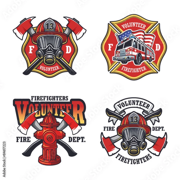 Obraz Set of firefighter emblems