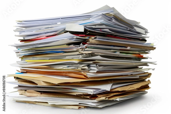 Fototapeta Stack of business documents on a white background.