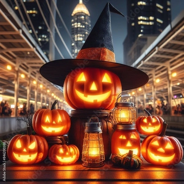 Obraz Glowing pumpkin, halloween