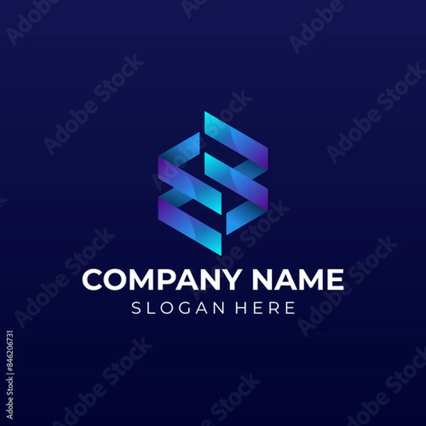 Fototapeta S Negative Space Logo Designs Concept Vector. Geometric Letter S Logo Template