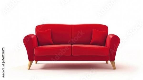 Fototapeta Cartoon Red Sofa Talking Looped Video White Background.