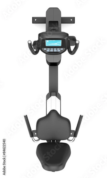 Obraz top view of stationary exercise horizontal bike isolated on whit