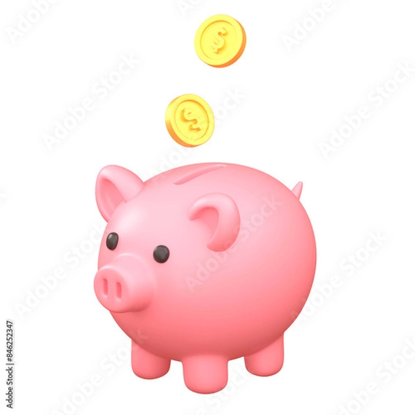 Obraz a piggy bank with coins, banking and finance concept, concept of saving money