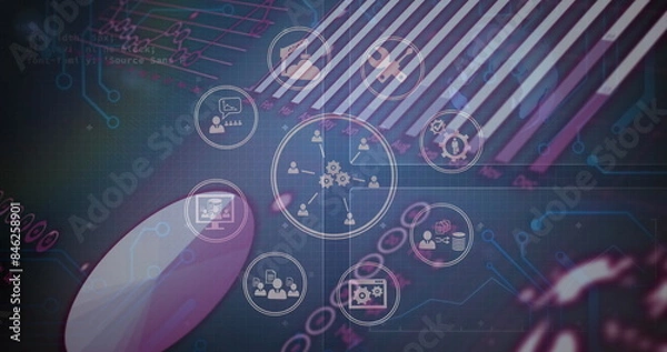 Obraz Digital interface with various technology icons displayed on screen