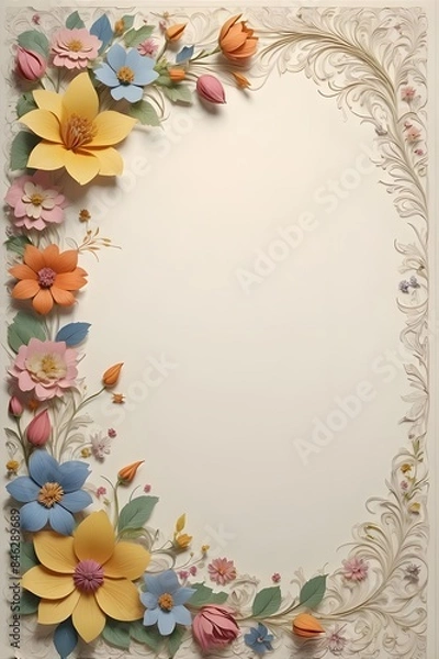 Fototapeta Several different shapes of stationery using floral patterns