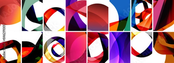 Fototapeta Collection of abstract background with waves, colorful shapes and 3d shadow effect. Vector Illustration For Wallpaper, Banner, Background, Card, Book Illustration, landing page