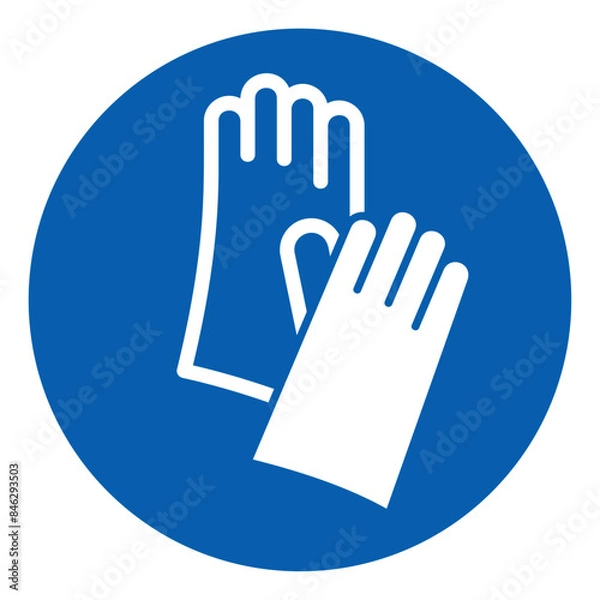 Fototapeta ISO mandatory safety signs_wear protective gloves symbol and pictogram only size 1 x 1 round shape