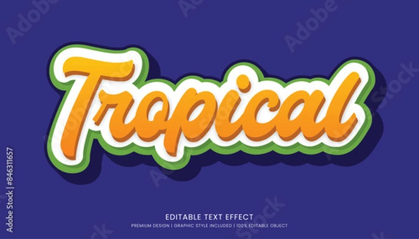 Fototapeta tropical editable 3d text effect template bold typography and abstract style drinks logo and brand