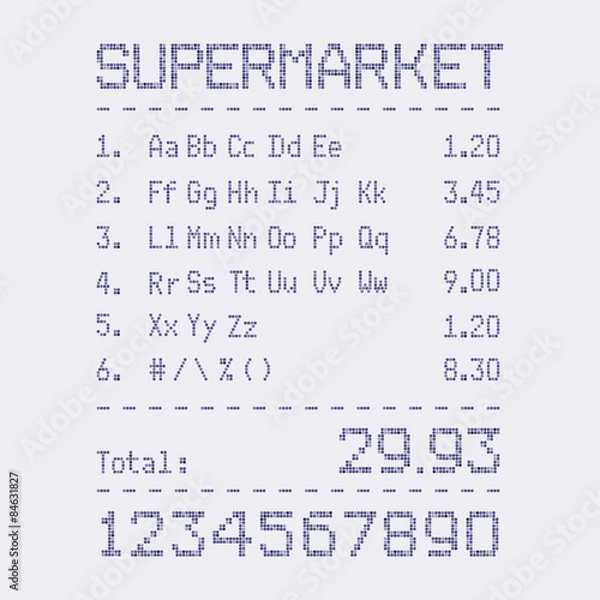 Obraz Supermarket bill font