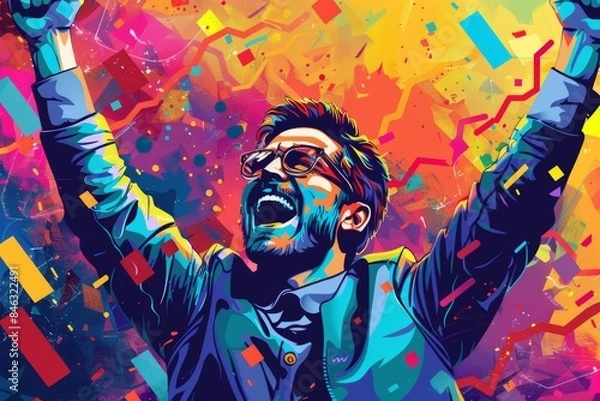 Fototapeta Celebrating Success in the Stock Market Generative AI