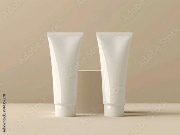 Obraz Front & Back Blank Cosmetic Cream Tube Packaging Mockup