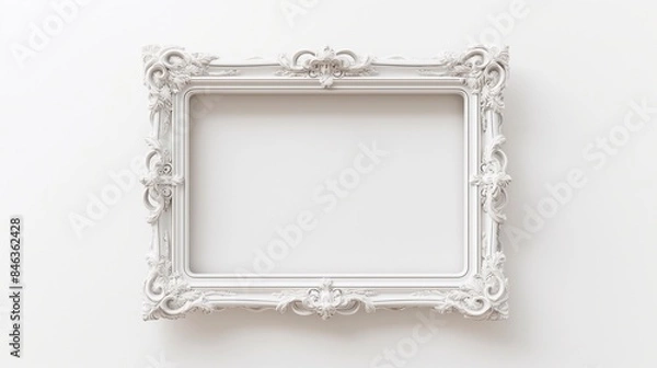Obraz White frame empty baroque design,