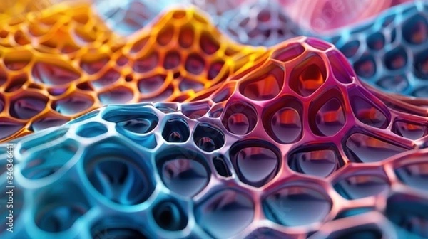 Fototapeta A colorful, abstract image of a wave with a blue and orange swirl