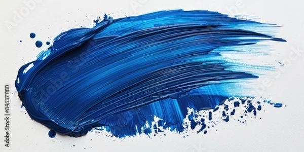 Fototapeta A blue brush stroke on a white background