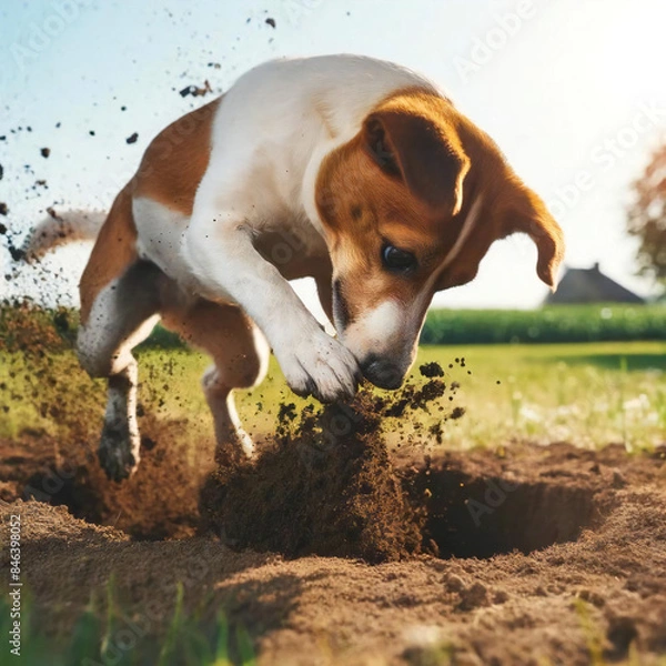 Obraz 豪快に地面を掘るビーグル[GenerativeAI]