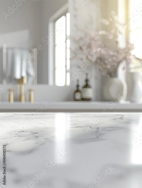 Fototapeta A bathroom with a sink and a mirror