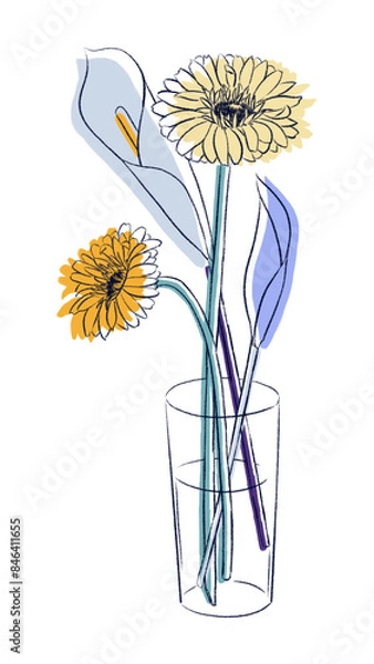 Obraz ガーベラとカラー　花の挿絵