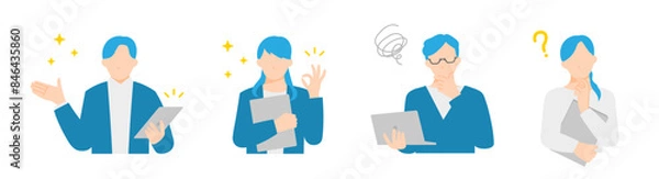 Obraz ビジネスパーソンのシンプルでフラットなイラストセット